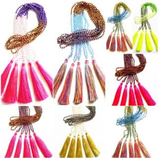 crystal small beads colorful design tassels necklaces wholesale